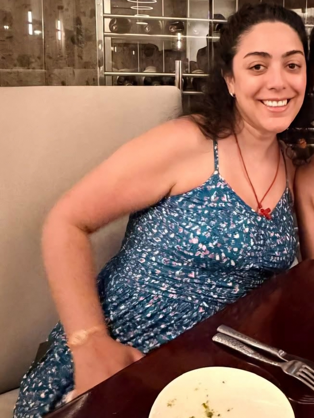 Teal Floral Maxi Dress with Spaghetti Straps - Picture 4 of 5